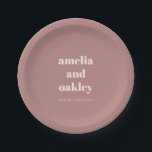 Bold Minimalist Dusty Rose Retro Custom Wedding Paper Plate<br><div class="desc">Bold Minimalist Dusty Rose Retro Simple Custom Wedding Paper Plates</div>