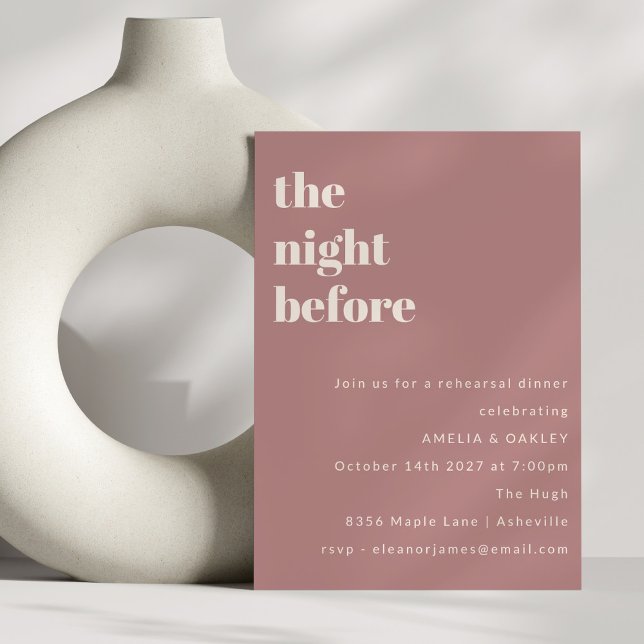 Bold Minimalist Dusty Rose Simple Rehearsal Dinner Invitation (Creator Uploaded)