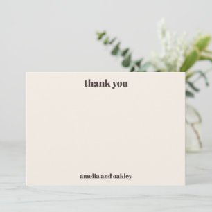 Bold Minimalist Fall Brown Retro Custom Wedding Thank You Card