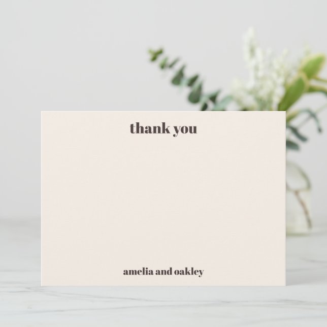 Bold Minimalist Fall Brown Retro Custom Wedding Thank You Card (Standing Front)