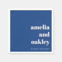 Bold Minimalist French Blue Retro Custom Wedding