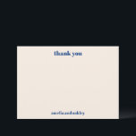 Bold Minimalist French Blue Retro Custom Wedding Thank You Card<br><div class="desc">Bold Minimalist Boho French Blue and Cream Fall Retro Simple Custom Wedding Thank You Card</div>