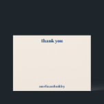 Bold Minimalist French Blue Retro Custom Wedding Thank You Card<br><div class="desc">Bold Minimalist Boho French Blue and Cream Fall Retro Simple Custom Wedding Thank You Card</div>