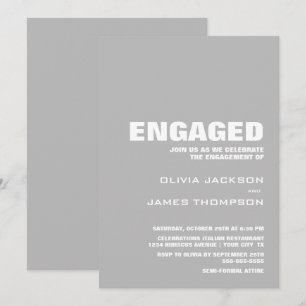 Bold Minimalist Grey Engagement Party Invitation