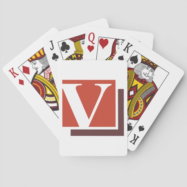Bold Minimalist Letter V Monogram Playing Cards (Back)