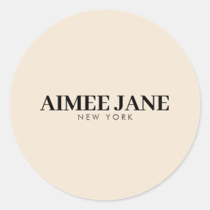 Bold Minimalist Luxury Boutique Dark Ivory Classic Round Sticker