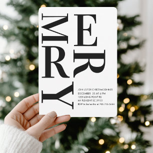 Bold Minimalist Merry Christmas Dinner Invitation