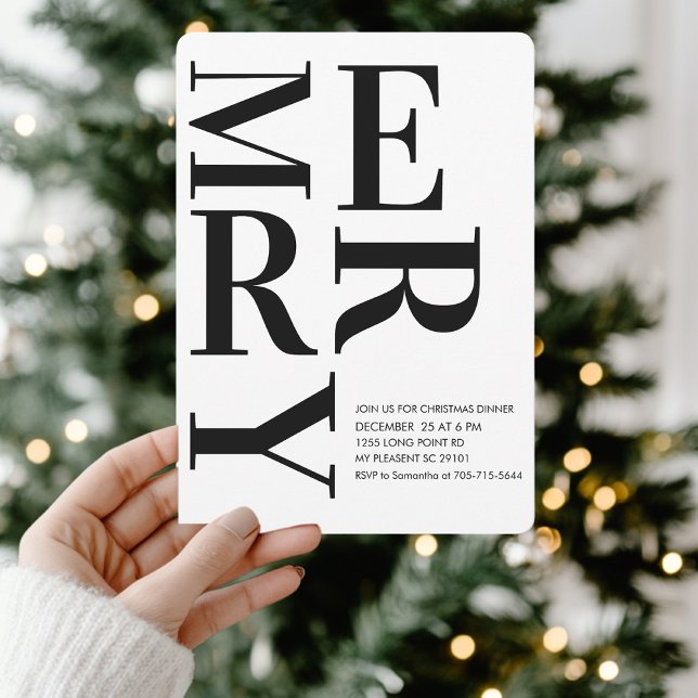 Bold Minimalist Merry Christmas Dinner  Invitation (Creator Uploaded)