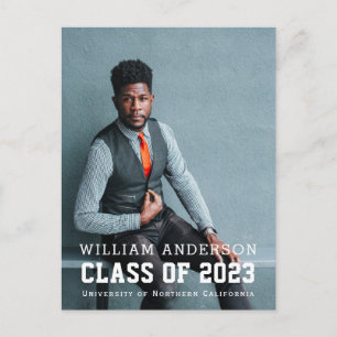 Bold Minimalist Photo Graduation Announcement Postcard