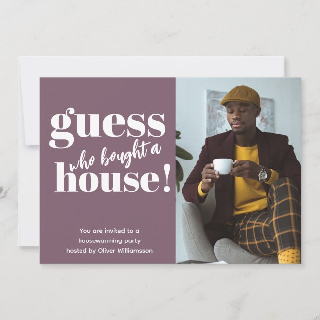 Bold Minimalist Photo Housewarming Party Invite (Front)