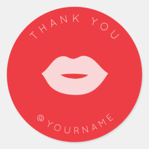 Bold Minimalist Pink Lips Thank You Poshmark Classic Round Sticker