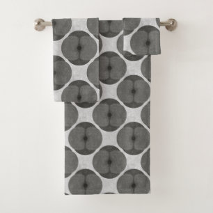 Bold Minimalist Poppy Textured Floral Black Bath Towel Set