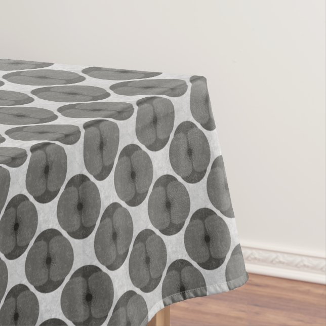 Bold Minimalist Poppy Textured Floral Black Tablecloth (In Situ)