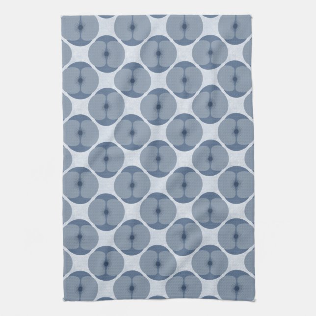 Bold Minimalist Poppy Textured Floral Blue Tea Towel (Vertical)