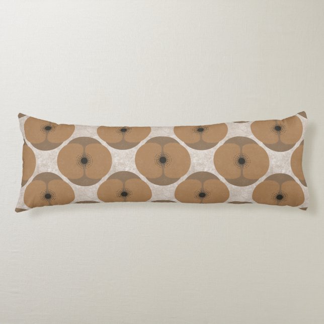 Bold Minimalist Poppy Textured Floral Brown Body Cushion (Front)