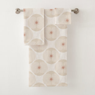 Bold Minimalist Poppy Textured Floral Pink Bath Towel Set