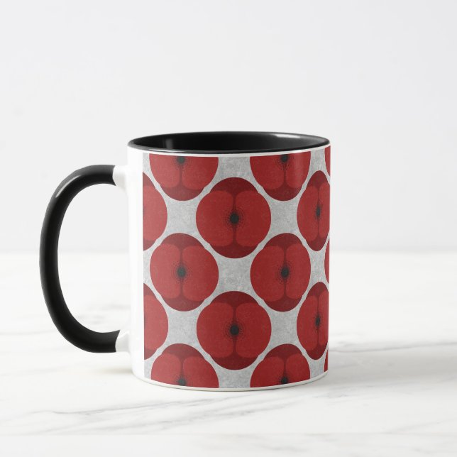 Bold Minimalist Poppy Textured Floral Red Mug (Left)