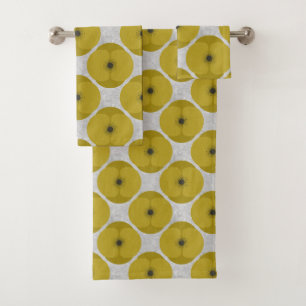 Bold Minimalist Poppy Textured Floral Yellow Bath Towel Set