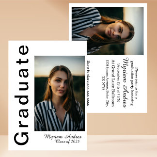 Bold minimalist portrait graduation Invitation