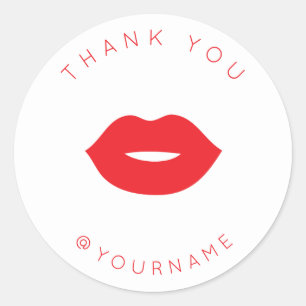 Bold Minimalist Red Lips Thank You Poshmark White Classic Round Sticker