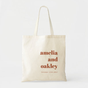 Bold Minimalist Rust Fall Retro Custom Wedding Tote Bag