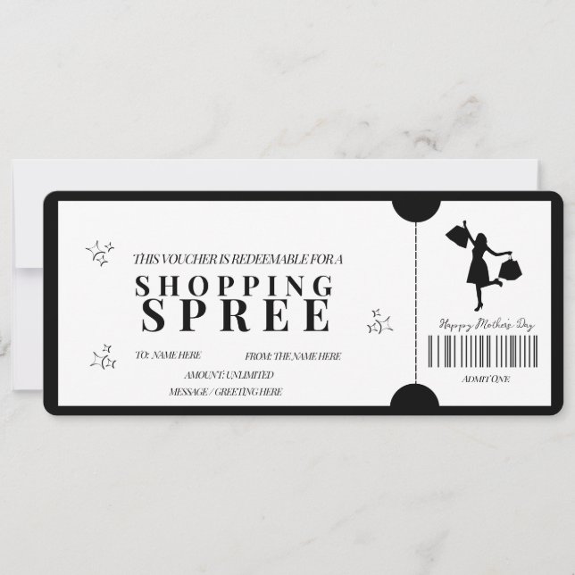 Bold Minimalist Shopping Spree Voucher   Invitation (Front)