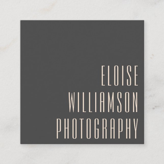 Bold Minimalist Soft Black Tall Font Contemporary  Square Business Card (Front)
