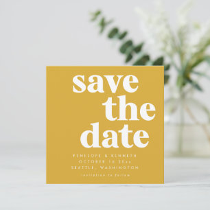 Bold Minimalist Square Mustard Yellow Basic Save The Date