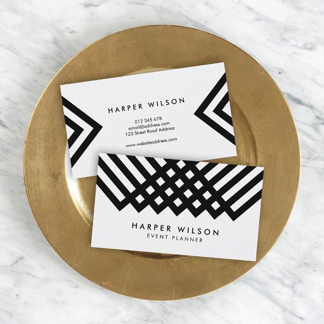 Bold Minimalist White and Black Geometric Business Card (Creator Uploaded)