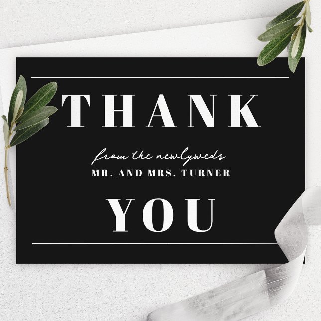 Bold Minimalist White And Black Wedding Thank You (Creator Uploaded)