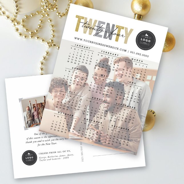 Bold Mix Typography 2025 Modern Calendar Photo Holiday Postcard (Creator Uploaded)