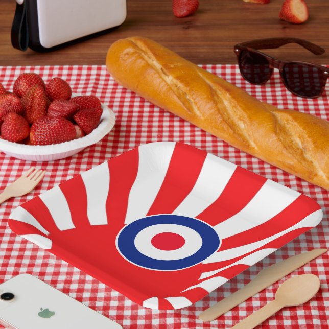 Bold MOD Target Roundel on Burst Japan Paper Plate (Picnic)