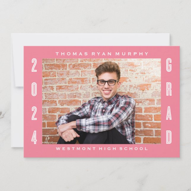 BOLD MODERN 2024 GRAD PHOTO GRADUATION INVITATION (Front)