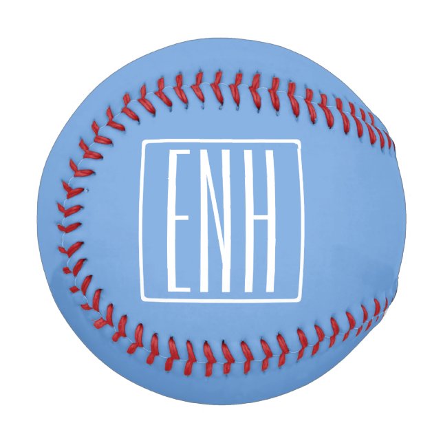 Bold Modern 3 Initials Monogram | Soft Blue Baseball (Front Left)