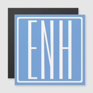 Bold Modern 3 Initials Monogram   Soft Blue Magnetic Invitation