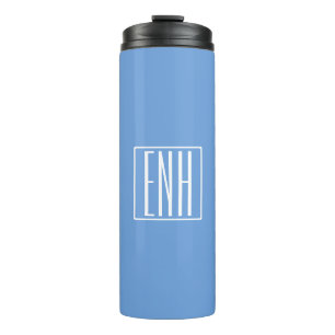 Bold Modern 3 Initials Monogram Soft Blue Thermal Tumbler