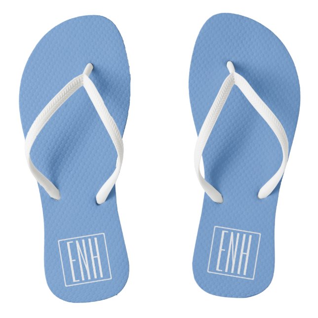 Bold Modern 3 Initials Monogram | Soft Blue Thongs (Footbed)