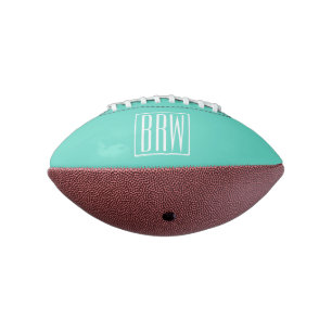 Bold Modern 3 Initials Monogram White On Aqua Football