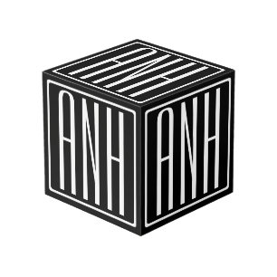 Bold Modern 3 Initials Monogram   White On Black Cube