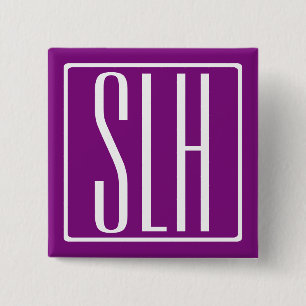 Bold Modern 3 Initials Monogram   White & Purple 15 Cm Square Badge