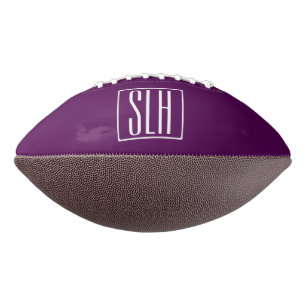 Bold Modern 3 Initials Monogram White & Purple Football