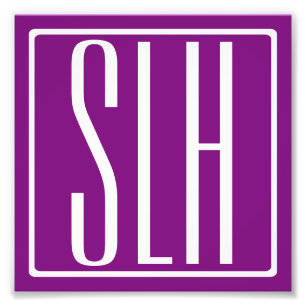Bold Modern 3 Initials Monogram   White & Purple Photo Print