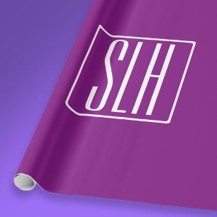 Bold Modern 3 Initials Monogram   White & Purple Wrapping Paper