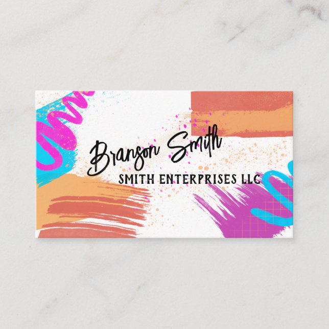 bold modern abstract colourful artistic custom business card (Front)