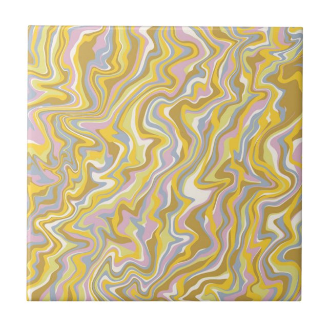 Bold Modern Abstract Green Marble Wavy Stripe  Ceramic Tile (Front)