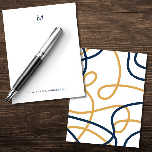 Bold Modern Abstract Monogram & Name Stationery Card