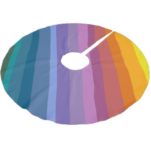 Bold Modern Abstract Vibrant Rainbow Stripes Art Brushed Polyester Tree Skirt