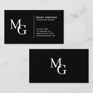 Bold Modern All Black Crisp White Typography Business Card