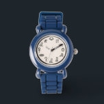 Bold Modern Arabic Numerals Blue Wristwatch<br><div class="desc">Make a bold statement with this modern and stylish wristwatch featuring oversized Arabic numerals. The eye-catching design showcases large, artistic black numbers against a crisp white dial, perfectly framed by a vibrant deep blue watch case and strap. This timepiece is designed for those who appreciate high-visibility fashion and contemporary art....</div>