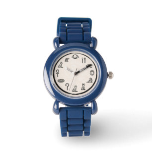 Bold Modern Arabic Numerals Blue Wristwatch